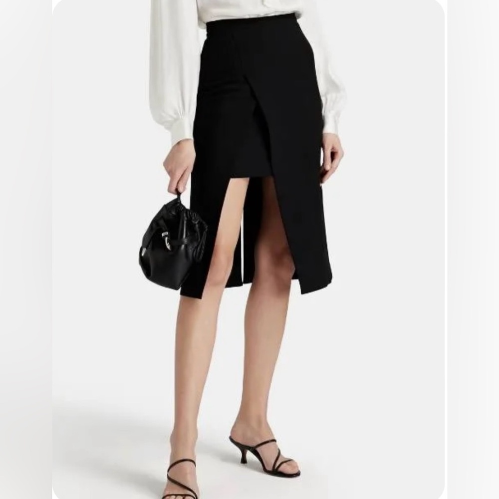 Maje Layered Hi-Low Jeanne black pencil skirt size NWT